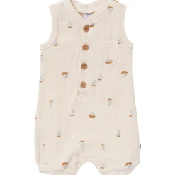 Baby Boys Beige Sailboat Sleeveless Romper