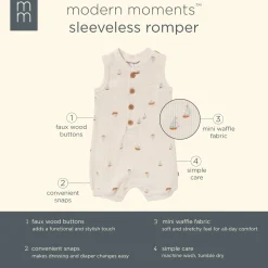 Baby Boys Beige Sailboat Sleeveless Romper