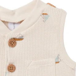 Baby Boys Beige Sailboat Sleeveless Romper