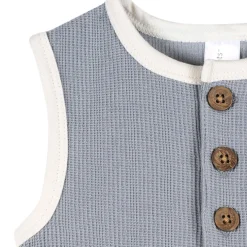 Baby Boys Blue Grey Henley Romper