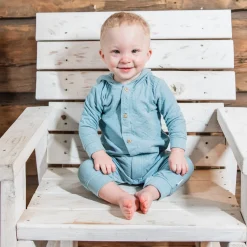 Baby Boys Blue Hooded Romper