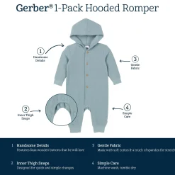 Baby Boys Blue Hooded Romper