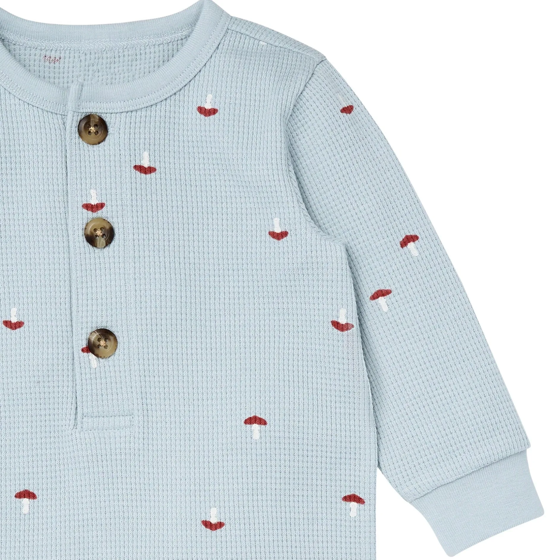 Baby Boys Blue Mushroom Waffle Slouch Romper