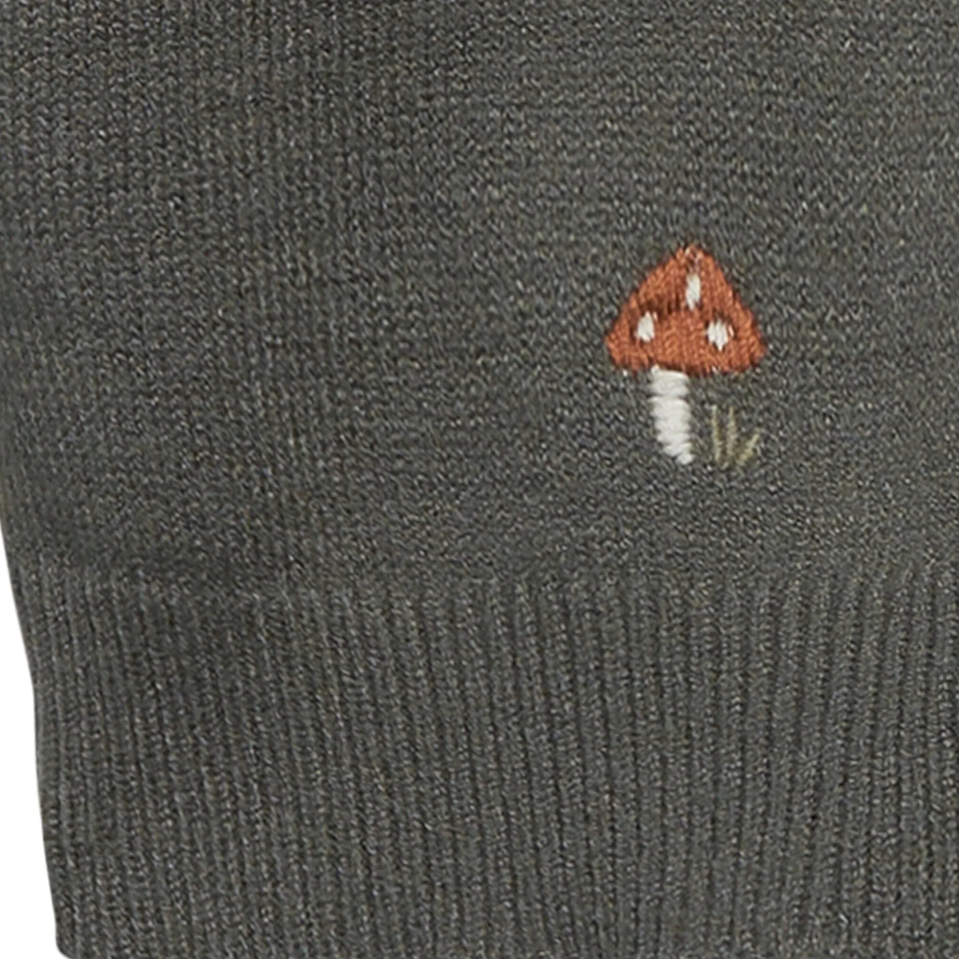 Baby Boys Dark Green Embroidered Mushrooms Viscose Sweater