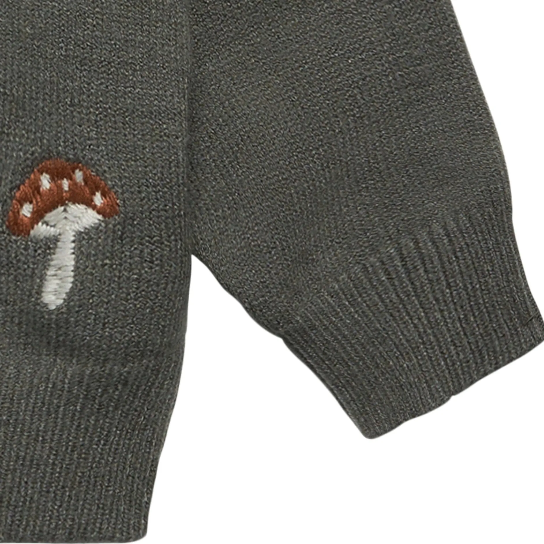 Baby Boys Dark Green Embroidered Mushrooms Viscose Sweater