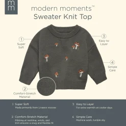 Baby Boys Dark Green Embroidered Mushrooms Viscose Sweater
