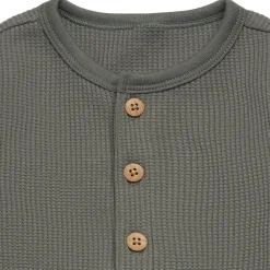 Baby Boys Dark Green Kangaroo Pocket Waffle Romper