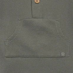 Baby Boys Dark Green Kangaroo Pocket Waffle Romper