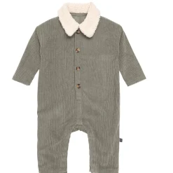 Baby Boys Dark Green Sherpa Collar Corduroy Romper