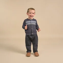 Baby Boys Dark Grey Heather Fair Isle Viscose Sweater