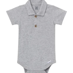 Baby Boys Gray Heather Polo Bodysuit