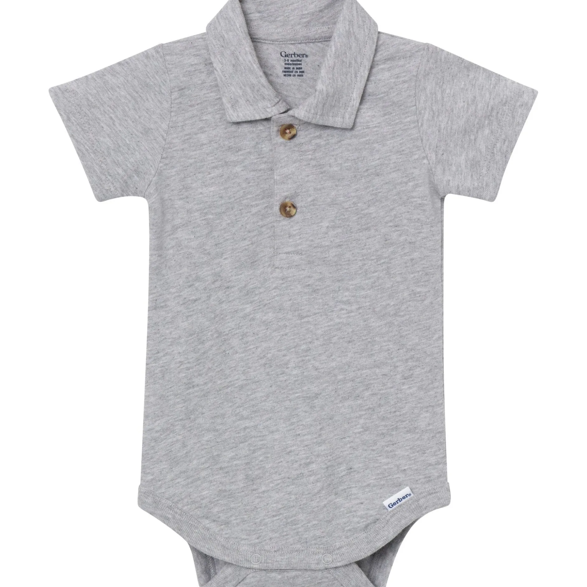 Baby Boys Gray Heather Polo Bodysuit