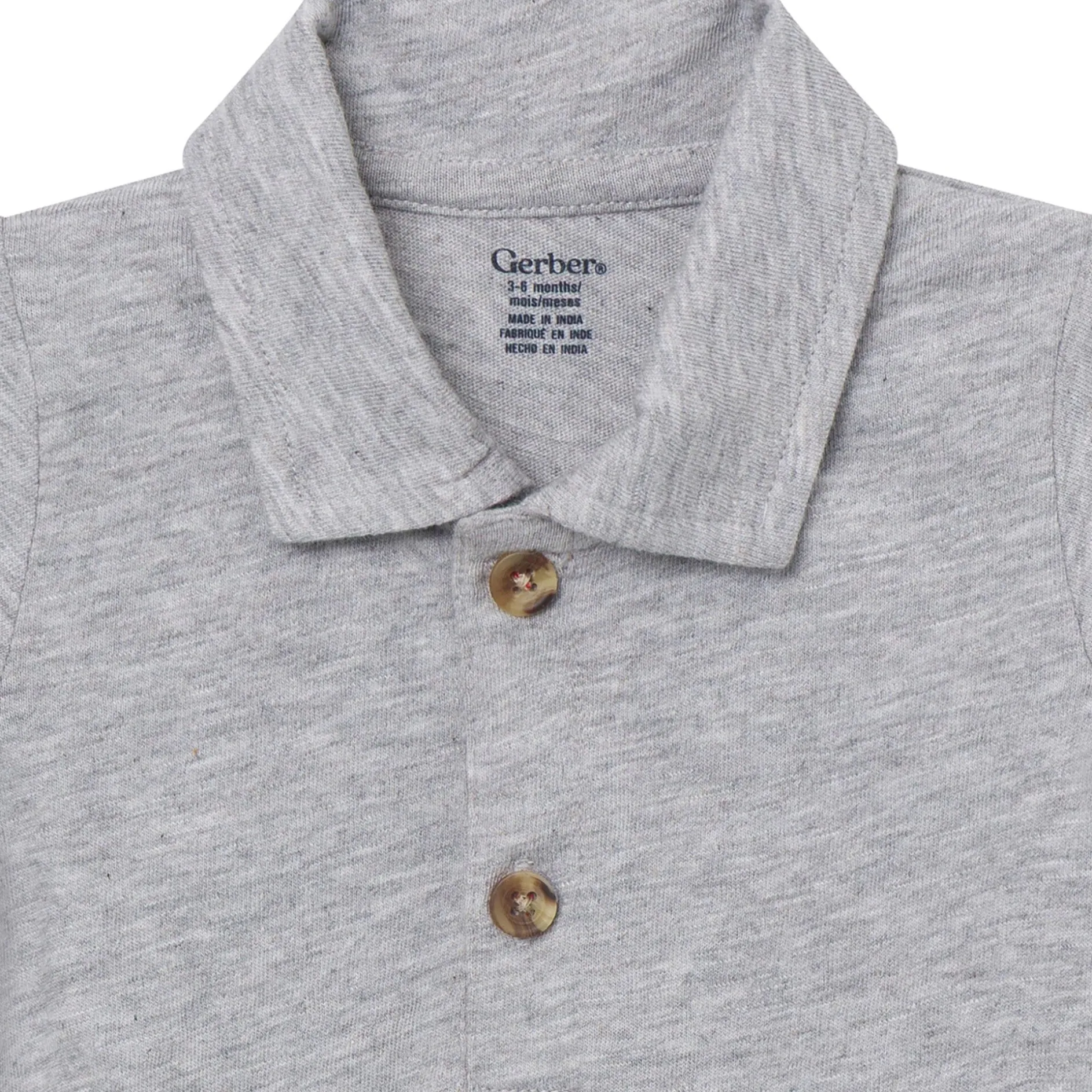 Baby Boys Gray Heather Polo Bodysuit