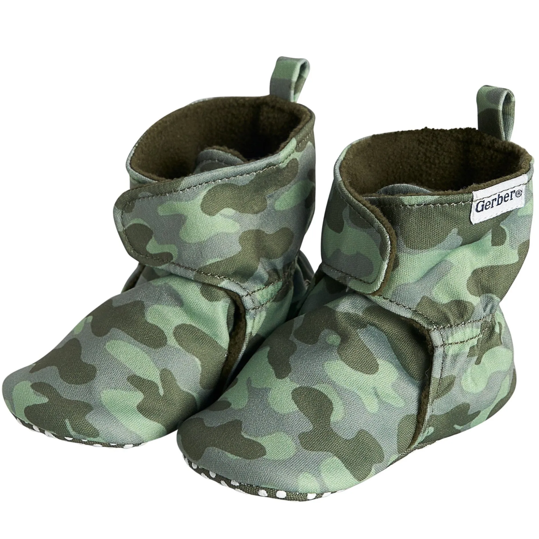 Baby Boys Green Camo Soft Booties