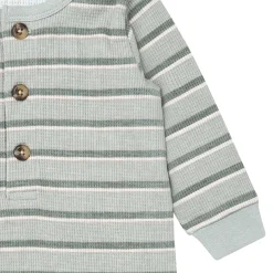 Baby Boys Green Stripes Waffle Slouch Romper