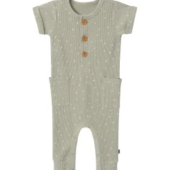 Baby Boys Green Triangles Short Sleeve Long Leg Romper