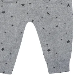 Baby Boys Grey Heather Stars Hacci Long Sleeve Romper