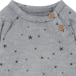Baby Boys Grey Heather Stars Hacci Long Sleeve Romper