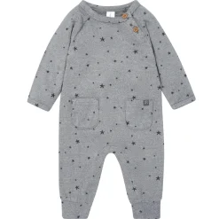Baby Boys Grey Heather Stars Hacci Long Sleeve Romper