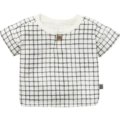 Baby Boys Grey Plaid Henley Drop Shoulder Top