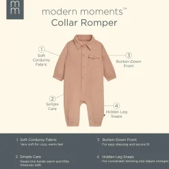 Baby Boys Light Brown Corduroy Romper
