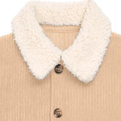 Baby Boys Light Tan Sherpa Collar Corduroy Romper