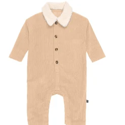 Baby Boys Light Tan Sherpa Collar Corduroy Romper