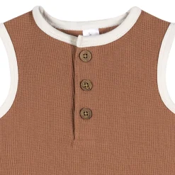 Baby Boys Mocha Henley Romper