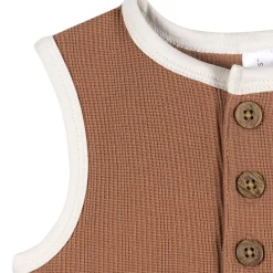 Baby Boys Mocha Henley Romper