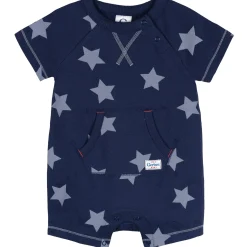 Baby Boys Navy Stars Kangaroo Pocket Romper