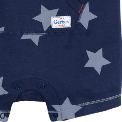 Baby Boys Navy Stars Kangaroo Pocket Romper