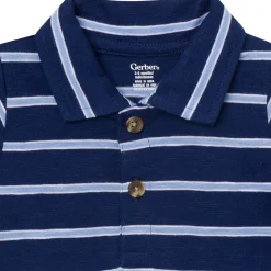 Baby Boys Navy Stripes Polo Bodysuit
