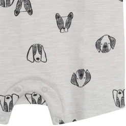 Baby Boys Puppy Dog Faces Short Sleeve Romper