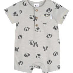 Baby Boys Puppy Dog Faces Short Sleeve Romper