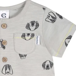 Baby Boys Puppy Dog Faces Short Sleeve Romper