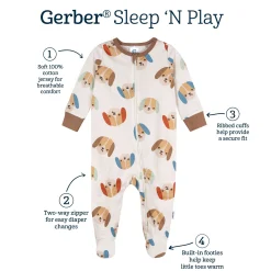 Baby Boys Puppy Faces Sleep 'N Play