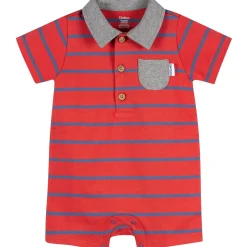 Baby Boys Red & Blue Stripe Collared Romper
