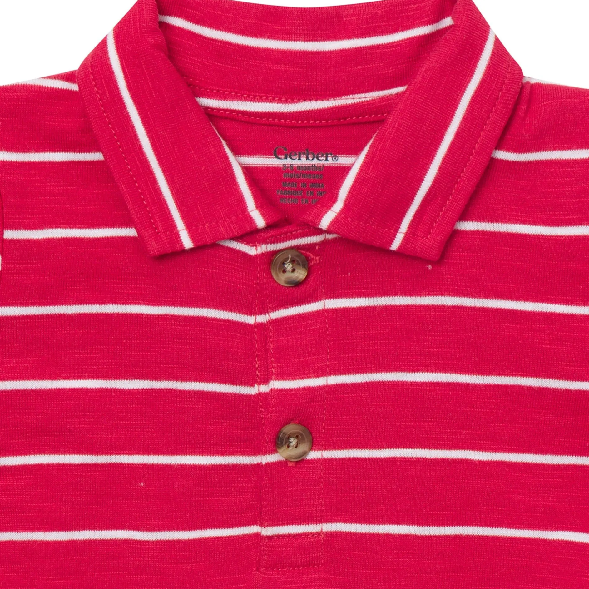 Baby Boys Red Stripes Polo Bodysuit
