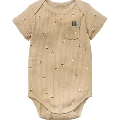 Baby Boys Tan Sail Boat Short Sleeve Bodysuit