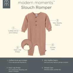 Baby Boys Taupe Waffle Slouch Romper