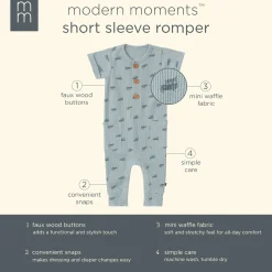 Baby Boys Teal Buggy Short Sleeve Long Leg Romper