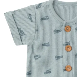 Baby Boys Teal Buggy Short Sleeve Long Leg Romper