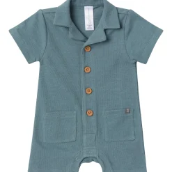 Baby Boys Teal Collared Short Sleeve Romper