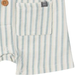 Baby Boys Teal Stripe Collared Short Sleeve Romper