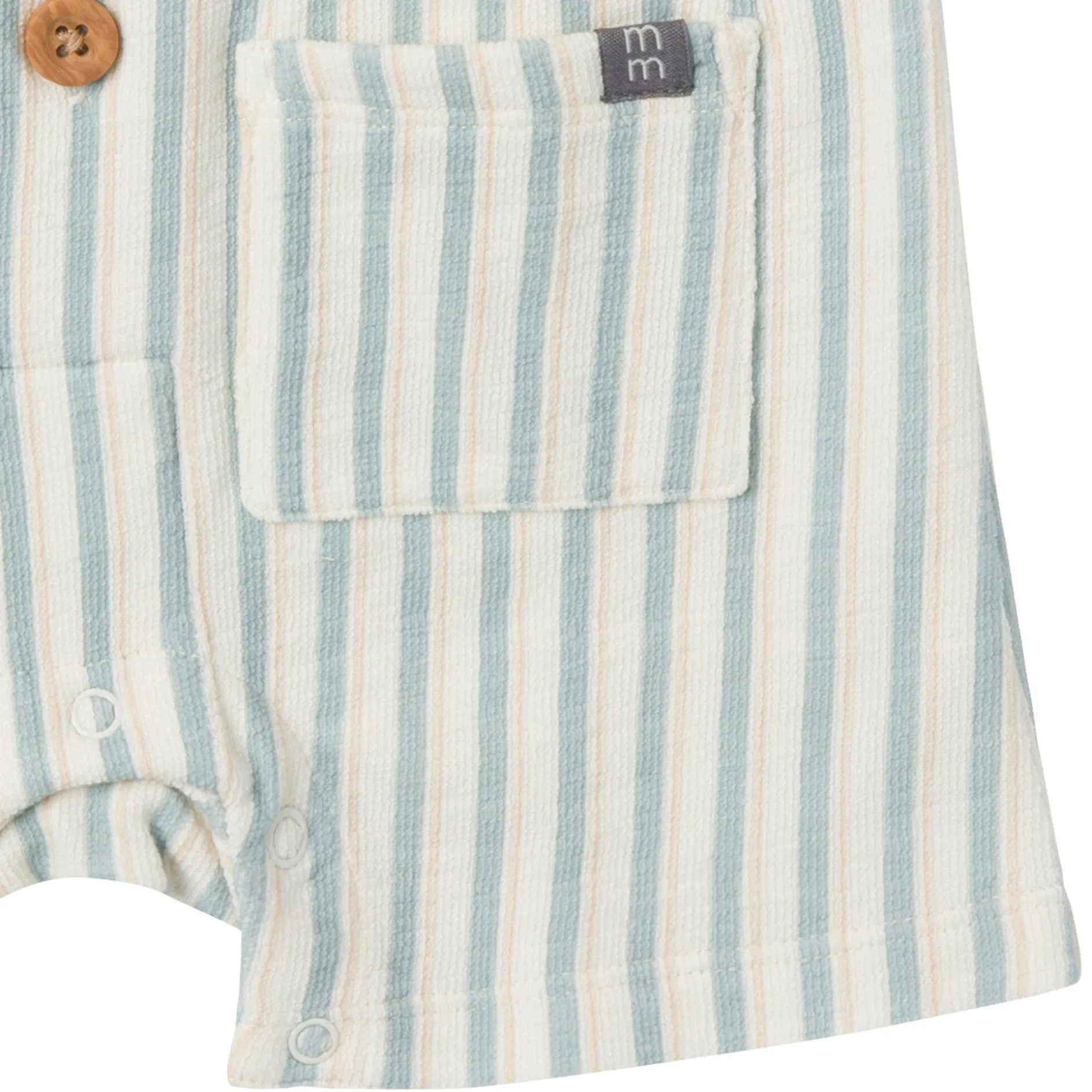 Baby Boys Teal Stripe Collared Short Sleeve Romper