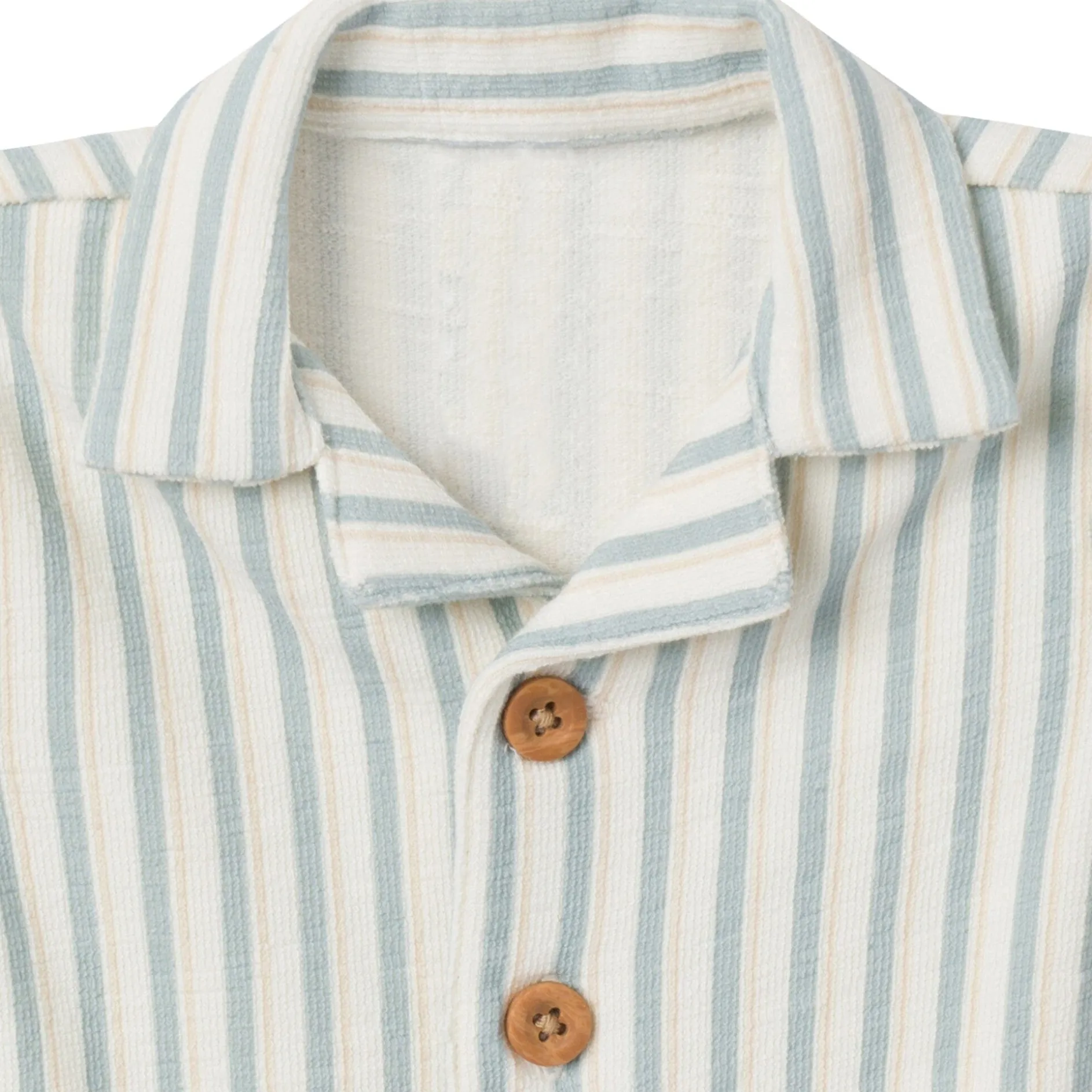 Baby Boys Teal Stripe Collared Short Sleeve Romper