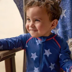 Baby Boys UPF 50+ Blue Stars Long Sleeve Rash Guard