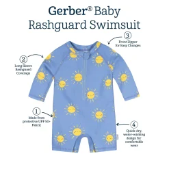 Baby Boys UPF 50+ Sunshine Smiles Long Sleeve Rash Guard