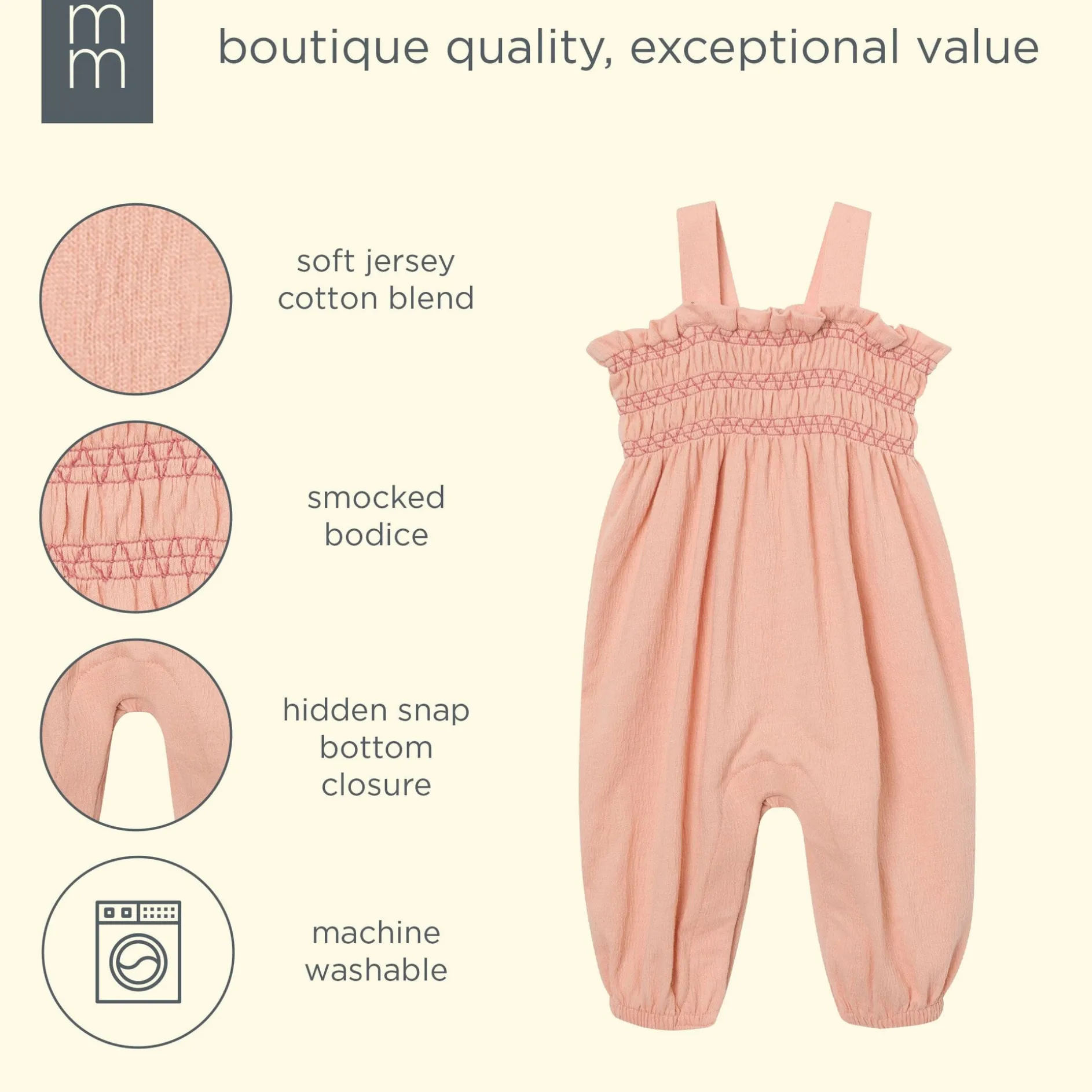 Baby Girls Almost Apricot Long Leg Romper
