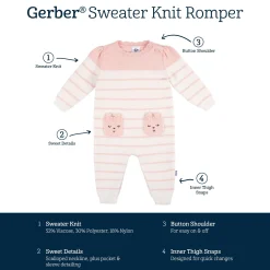 Baby Girls Bear Sweater Knit Romper